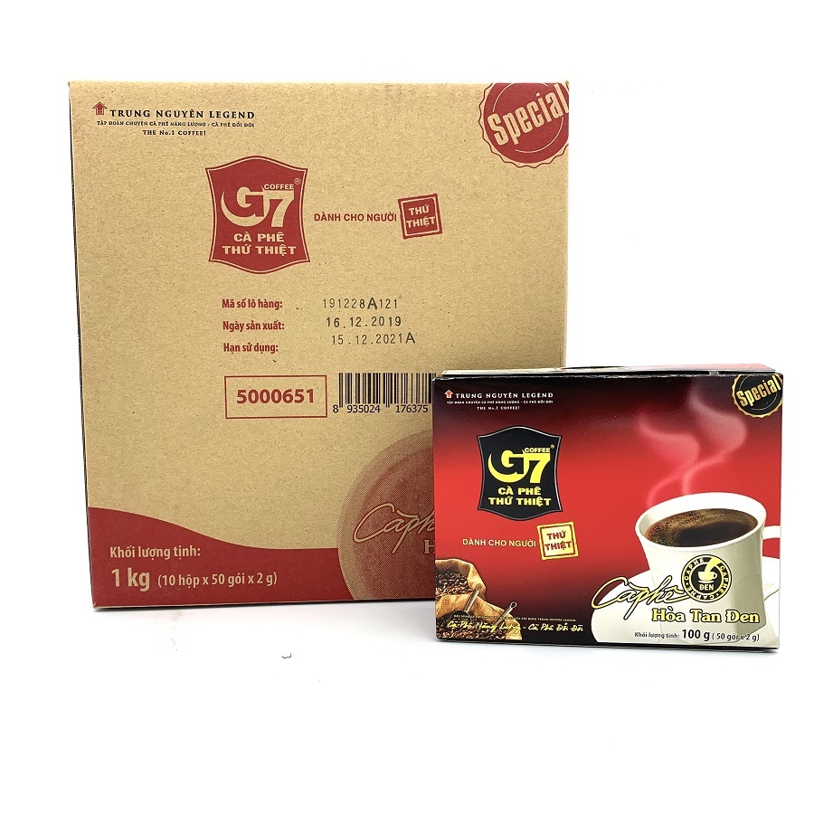 Thùng cafe G7 hòa tan đen Hộp 50 gói - 10 Hộp/Thùng